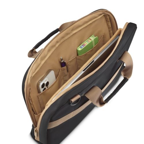 Hama Ultra Lightweight Laptop Bag, Up to 14.1", Padded Compartment, Front Pocket, Trolley Strap, Water-Repellent, Eco-Friendly, Black