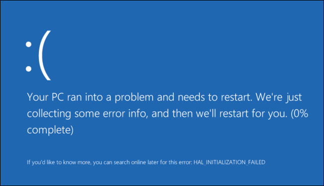 Your PC ran into a problem and needs to restart